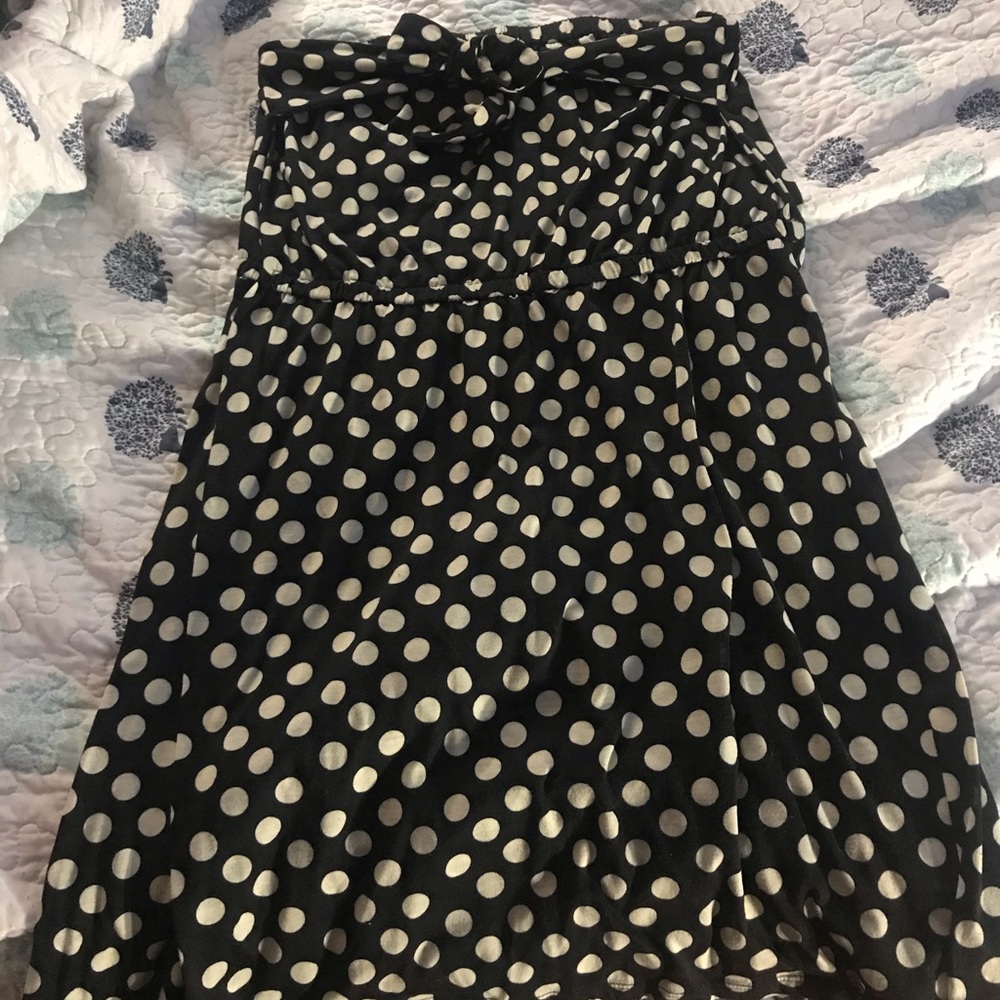 Strapless polka dot dress